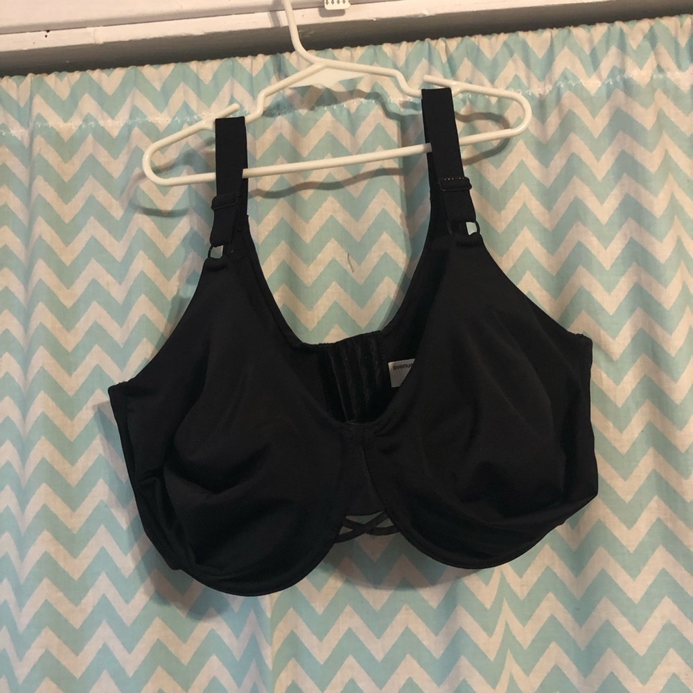 Avenue Back Smoother full coverage underwire unlined black bra 44DD